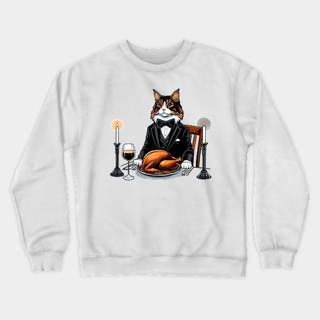 Maine Coon Thanksgiving Crewneck Sweatshirt by Graceful Designs